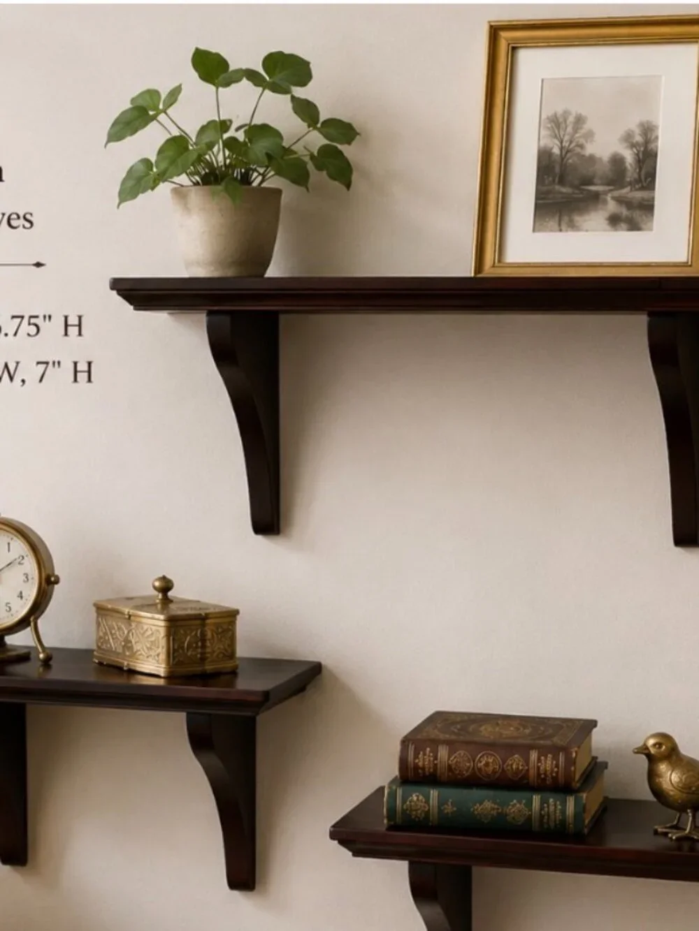 Vintage Set of 3 Wooden Wall Display Shelve